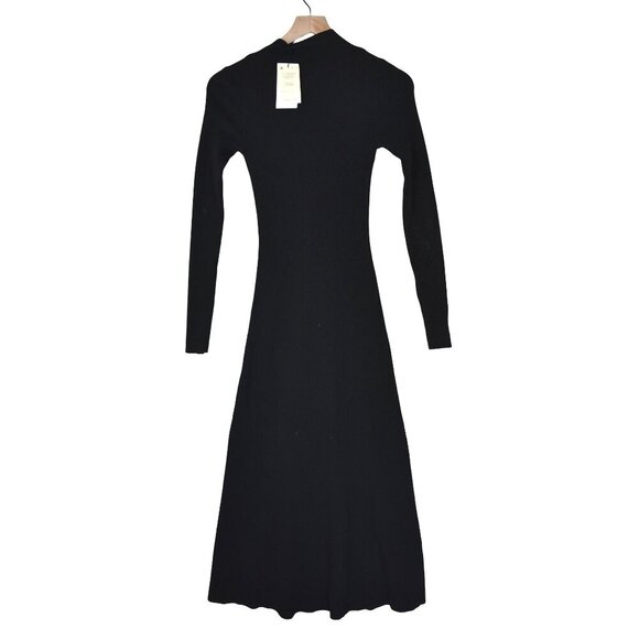 Mango Black Ribbed Dress S Minimalist Modern Core Basic Sleek Soft Glam Outfit - Picture 2 of 8